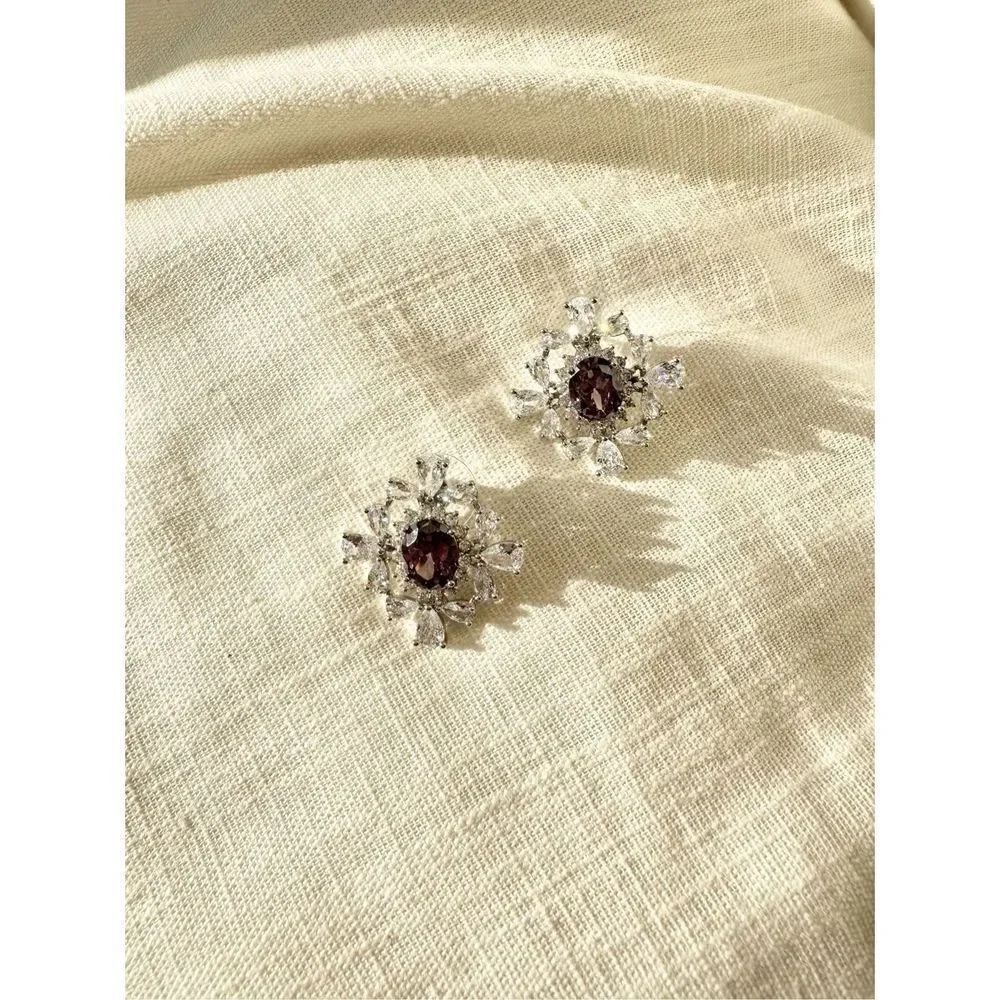 Light purple lilac regal cubic zirconia stud earrings